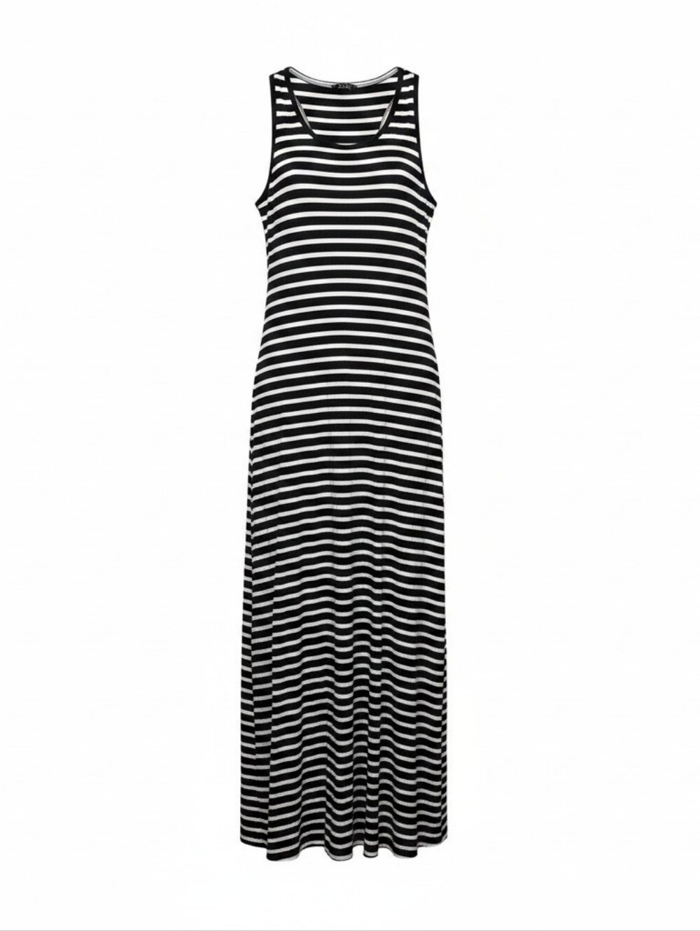 Theory Black White Striped Ribbed Racerback Maxi Dress Size M - Picture 4 of 7